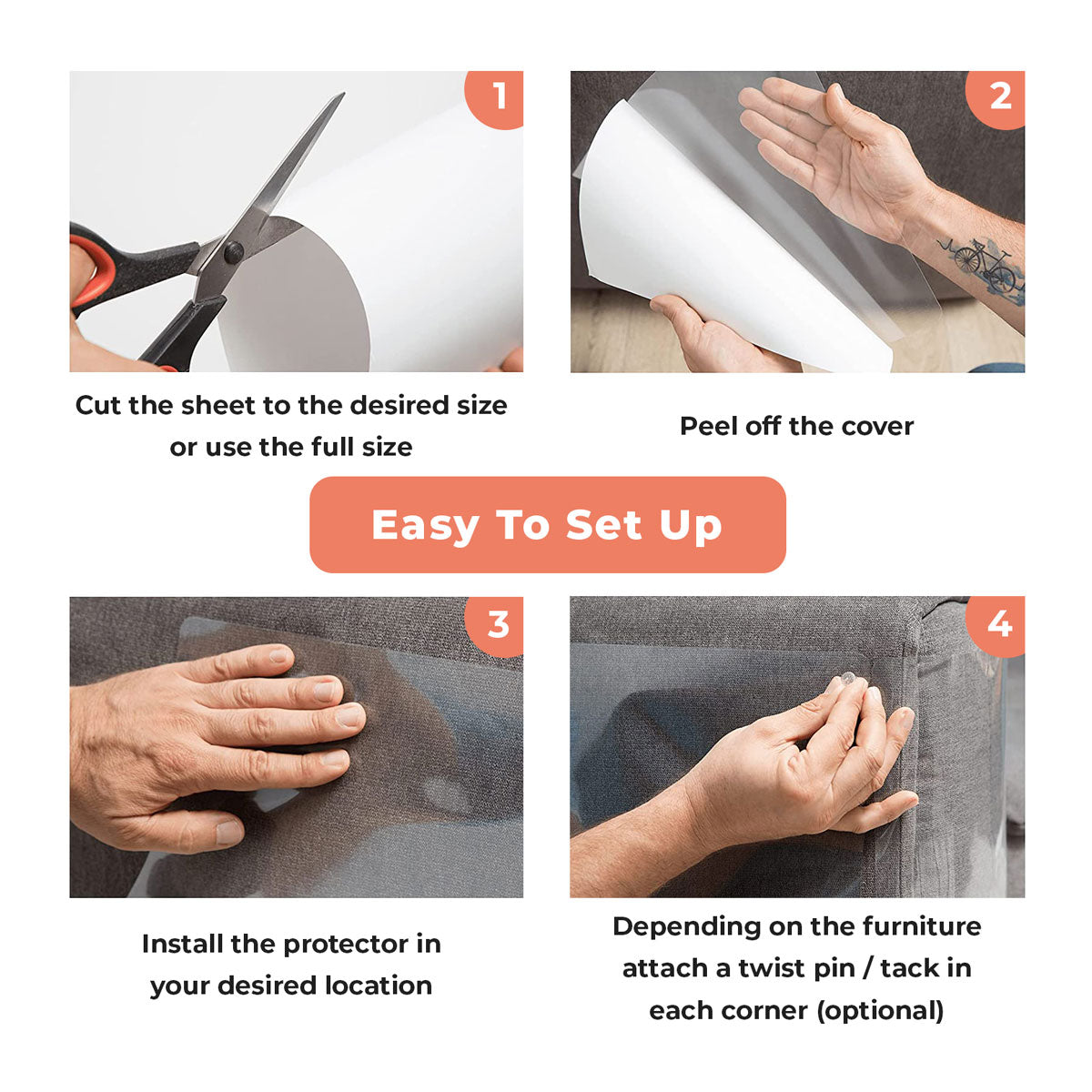 Cat Scratch Protector | Durable Transparent Furniture Guard | Essential Home Accessory for Scratch Prevention 6