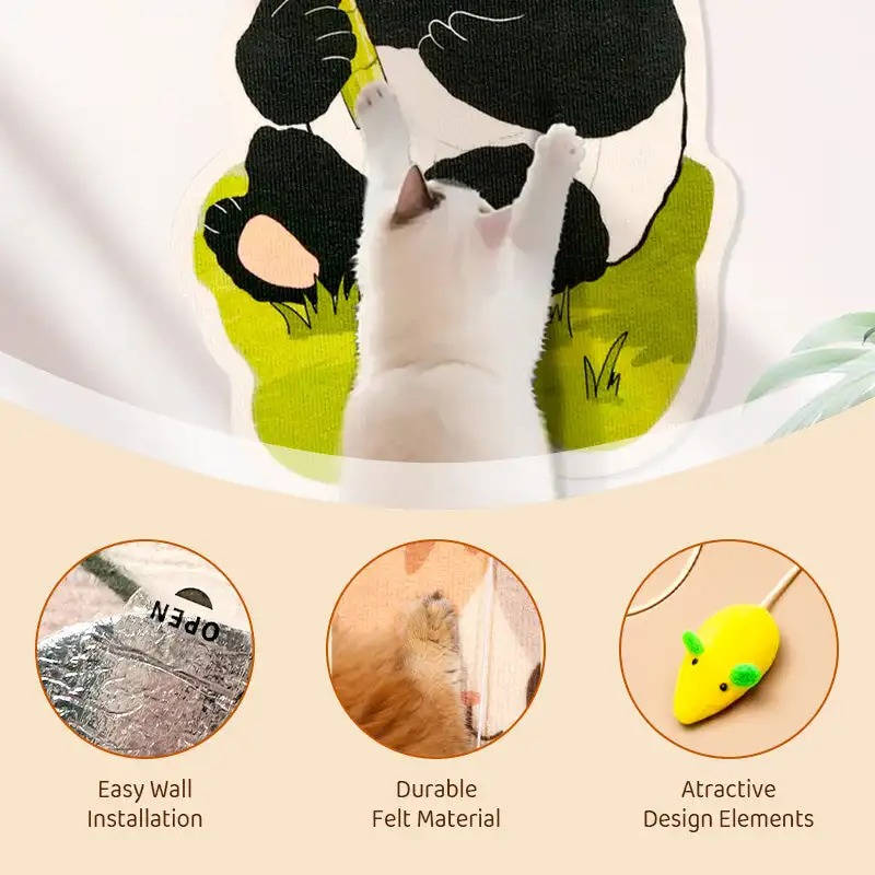 Cat Wall Scratching Post | Durable Felt Vertical Cat Toy 3