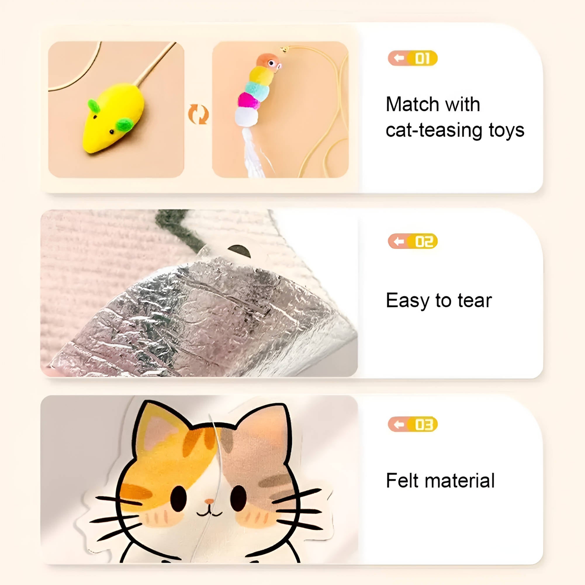 Cat Wall Scratching Post | Durable Felt Vertical Cat Toy 5