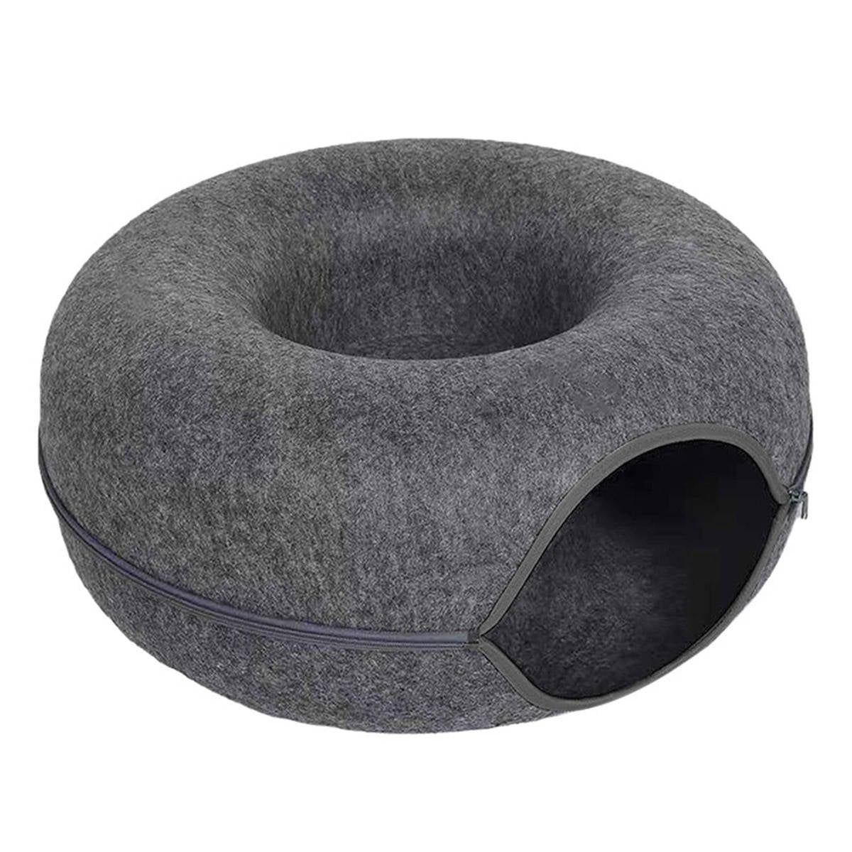 Cat's Cozy Felt Donut Bed | Scratch-Resistant Multi-Cat Hideaway 2
