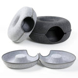 Cat's Cozy Felt Donut Bed | Scratch-Resistant Multi-Cat Hideaway 3