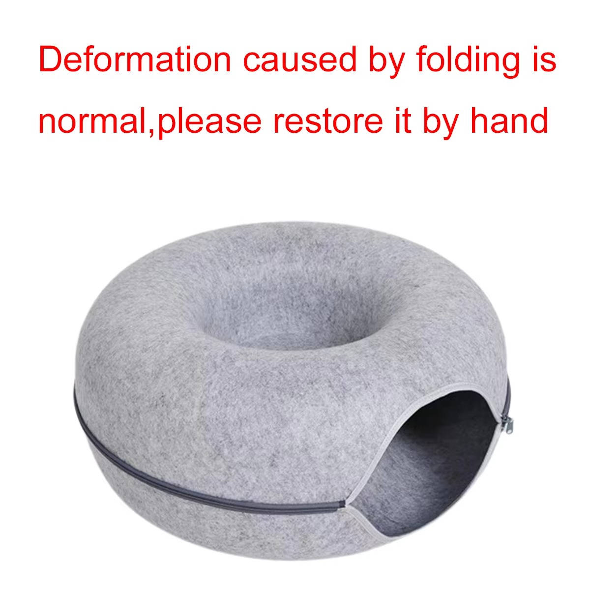 Cat's Cozy Felt Donut Bed | Scratch-Resistant Multi-Cat Hideaway 7