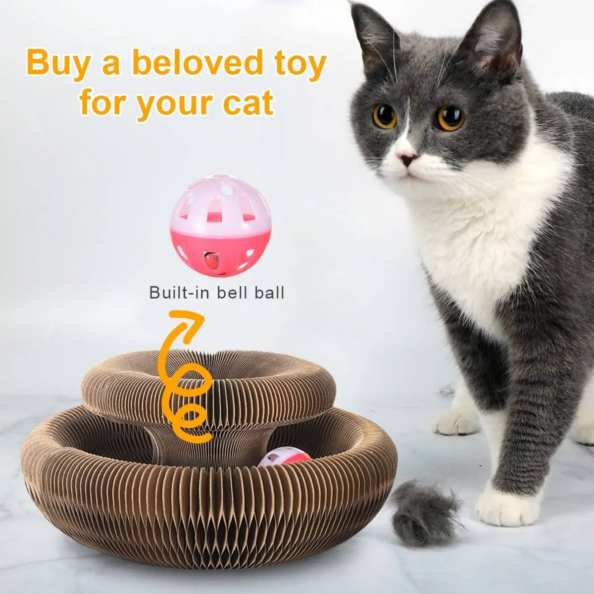 Cat's Eco-Friendly Cardboard Scratcher | Interactive Ball Track Design 1