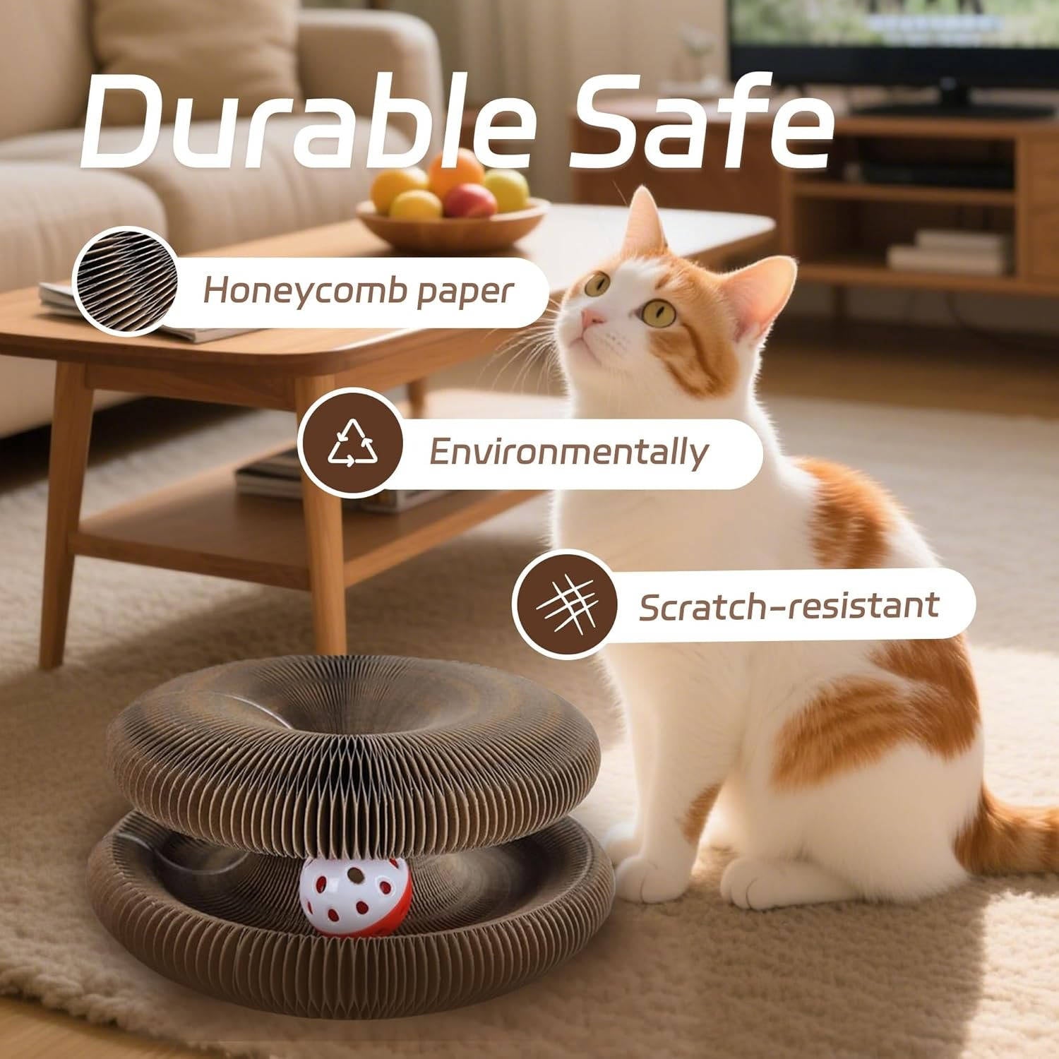 Cat's Eco-Friendly Cardboard Scratcher | Interactive Ball Track Design 3