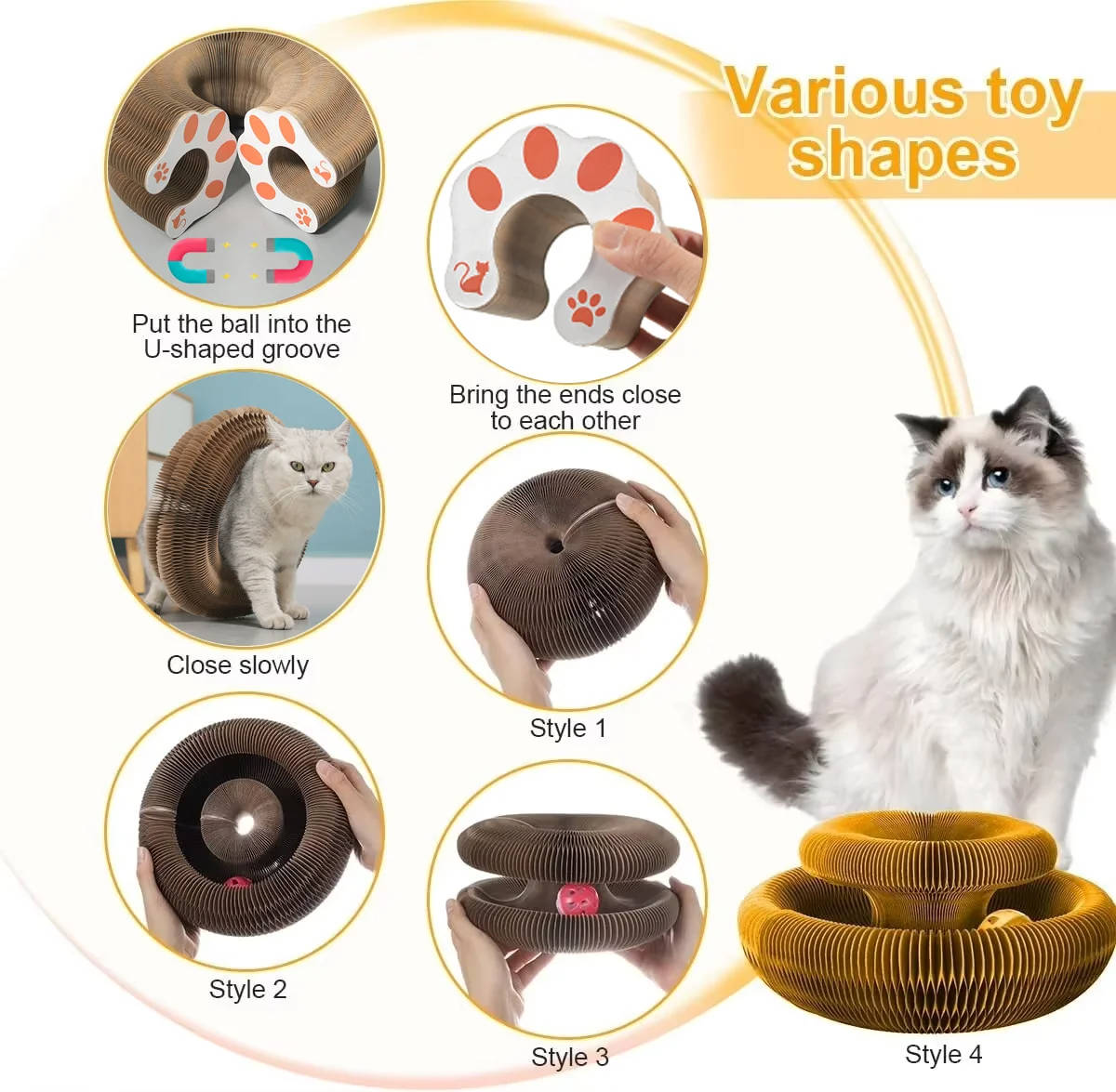 Cat's Eco-Friendly Cardboard Scratcher | Interactive Ball Track Design 4