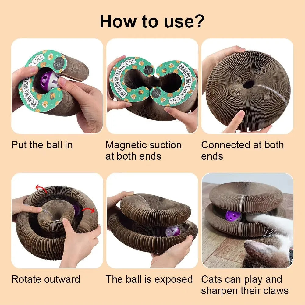Cat's Interactive Cardboard Scratching Board | Durable Foldable Play Area 4