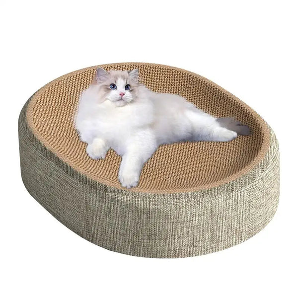 Cat's Sisal Scratching Bed | Comfortable Oval Lounge and Scratch Surface 0