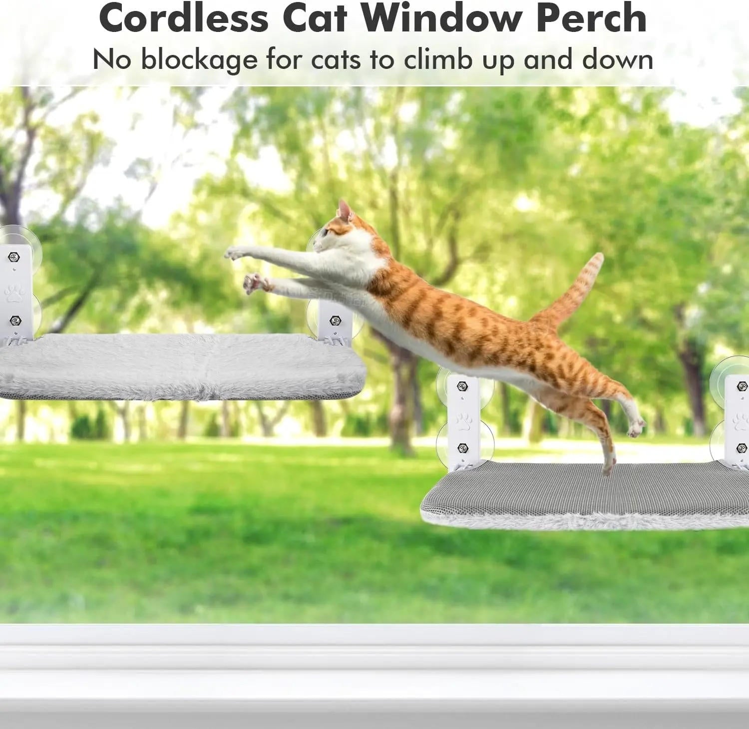 Cat's Window Perch | Dual-Sided Fabric Cat Hammock | Secure Suction Mount 1