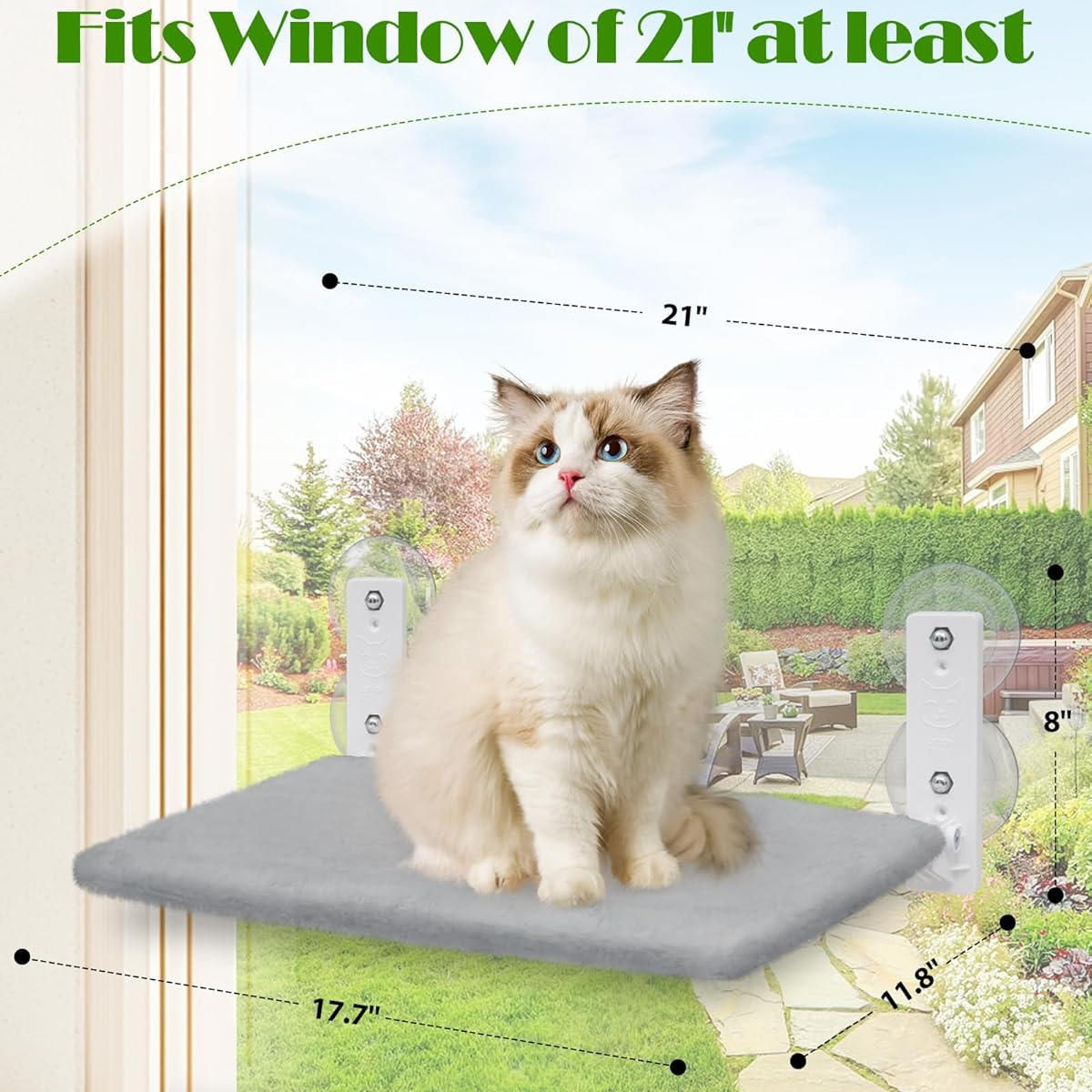 Cat's Window Perch | Dual-Sided Fabric Cat Hammock | Secure Suction Mount 7