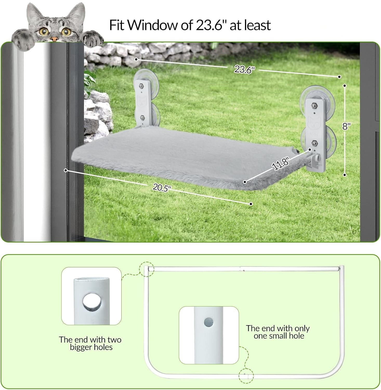 Cat's Window Perch | Dual-Sided Fabric Cat Hammock | Secure Suction Mount 8