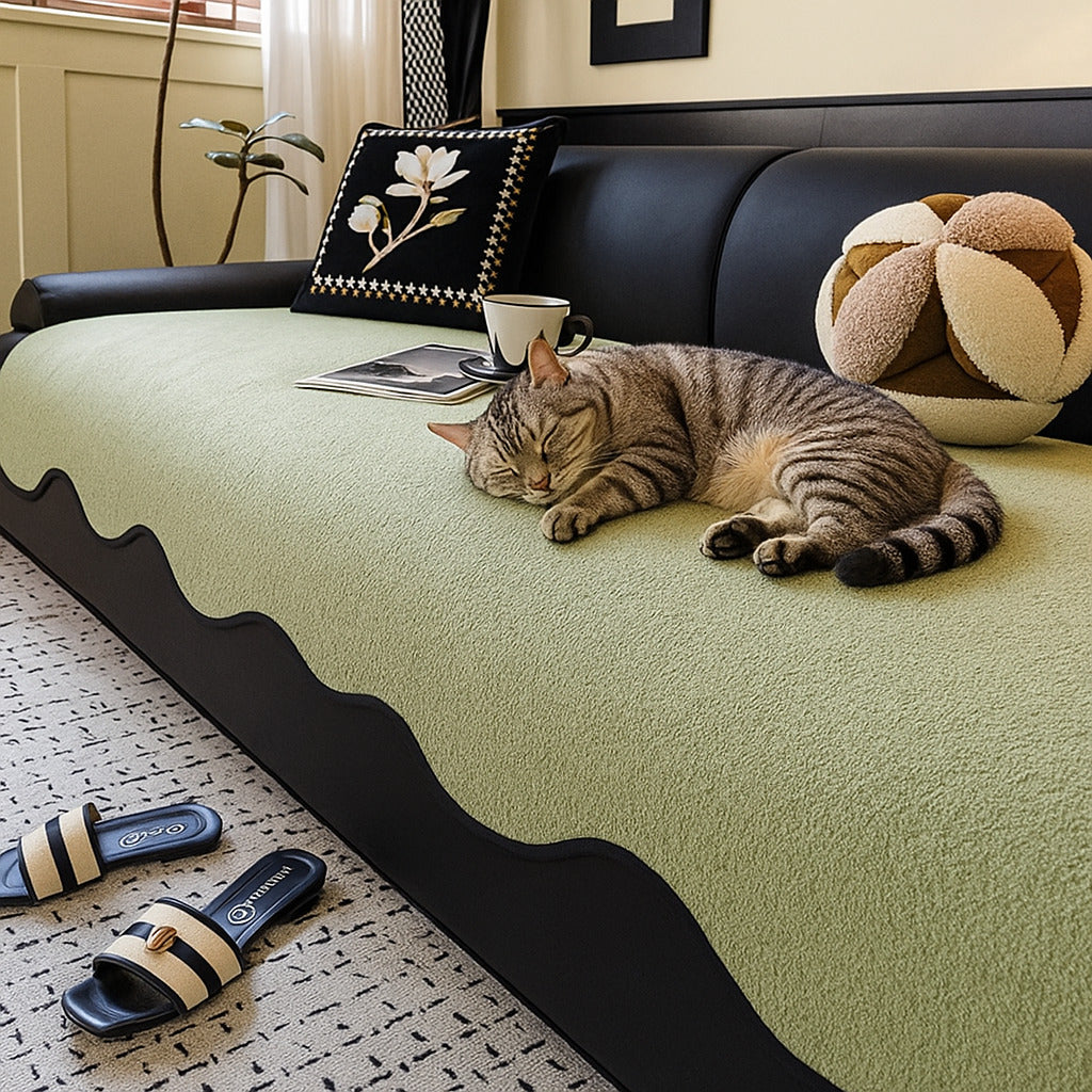 Water-repellent Teddy Fleece Non-Slip Straight Stretch Couch Cover