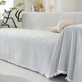 Chenille Blanket Herringbone Tassel All-Season Couch Cover