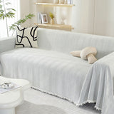Chenille Blanket Herringbone Tassel All-Season Couch Cover