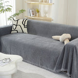 Chenille Blanket Herringbone Tassel All-Season Couch Cover