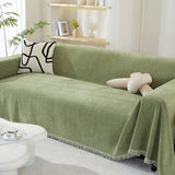 Chenille Blanket Herringbone Tassel All-Season Couch Cover