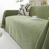 Chenille Blanket Herringbone Tassel All-Season Couch Cover