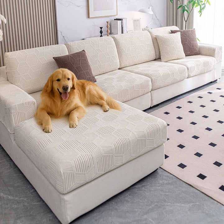 Honeycomb Pattern Water-resistant Stretch Full-Cover Magic Sectional All-Season Couch Cover