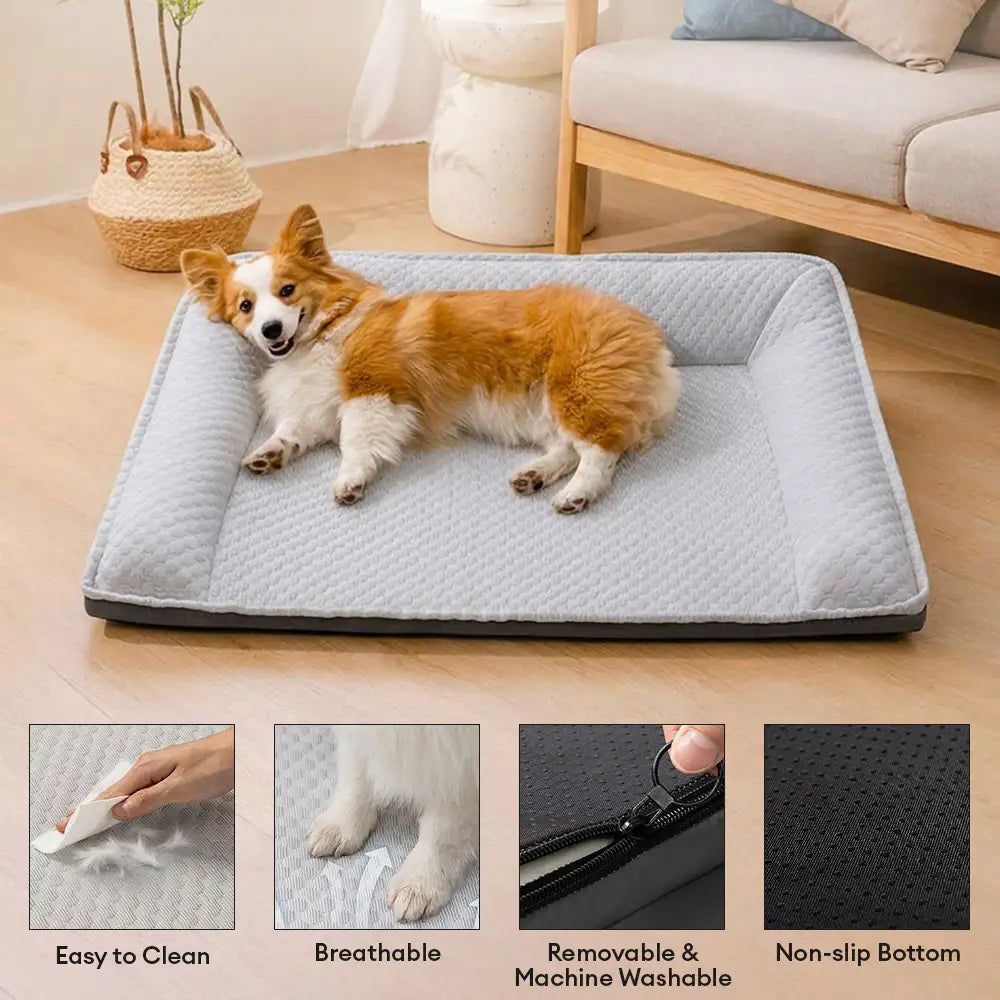 Cooling Ice Silk Dog Bed | Supportive Non-Slip Pet Lounger for Comfortable Resting 4