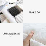 Cream-colored Large Plaid Square Fuzzy Pet Dog Mat Bed Comfy Couch Cover