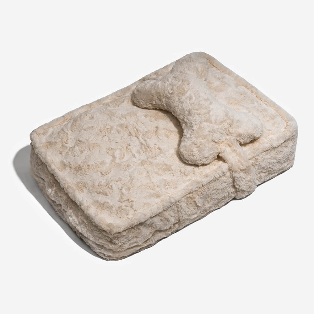 Dog Bed | Fluffy Synthetic Wool Calming Bed | Soft Cloud Shape Design | Cozy and Supportive 4