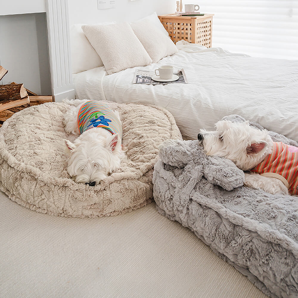 Dog Bed | Fluffy Synthetic Wool Calming Bed | Soft Cloud Shape Design | Cozy and Supportive 8