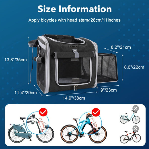 Dog Bicycle Basket Front | Expandable Lightweight Carrier for Small Pets 1
