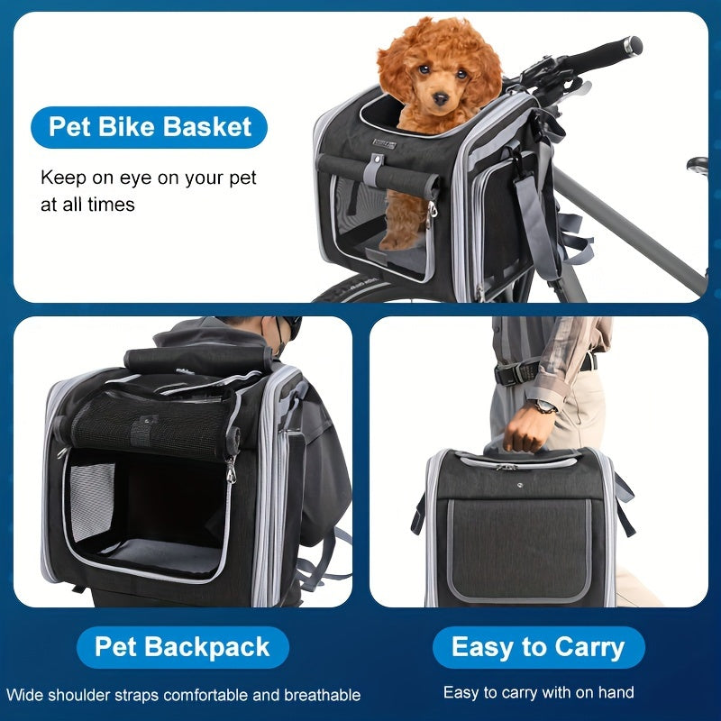 Dog Bicycle Basket Front | Expandable Lightweight Carrier for Small Pets 3