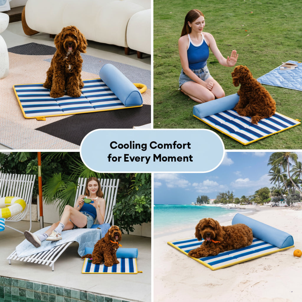 Dog Cooling Mat | Lightweight Portable Chill Nest | Comfortable Striped Design 5