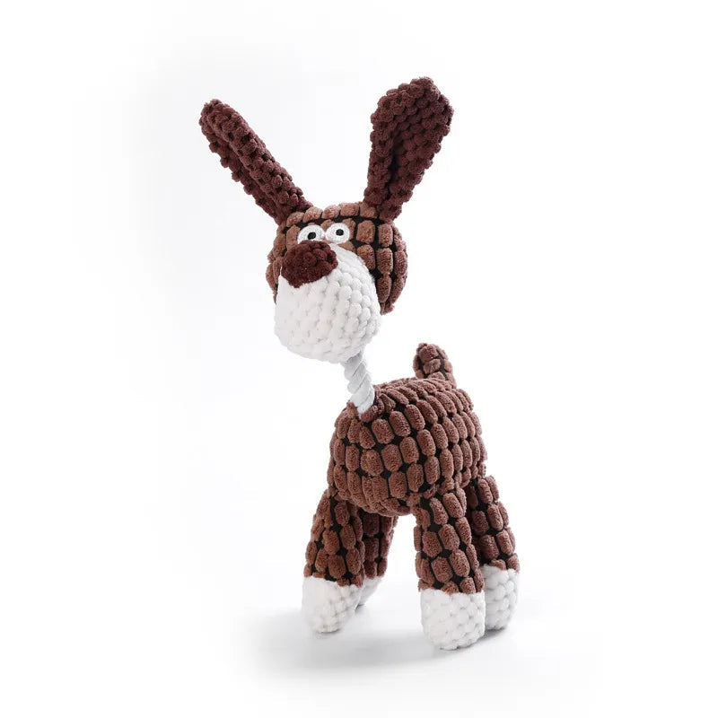 Dog's Durable Corduroy Plush Toy | Squeaky Fun Animal Chew Toy 14