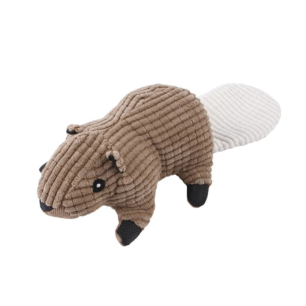 Dog's Durable Corduroy Plush Toy | Squeaky Fun Animal Chew Toy 15