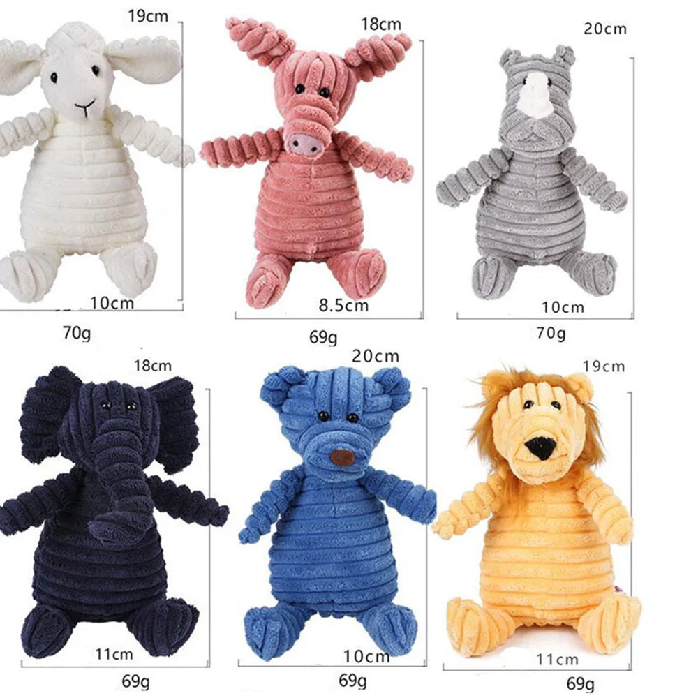 Dog's Durable Corduroy Plush Toy | Squeaky Fun Animal Chew Toy 2