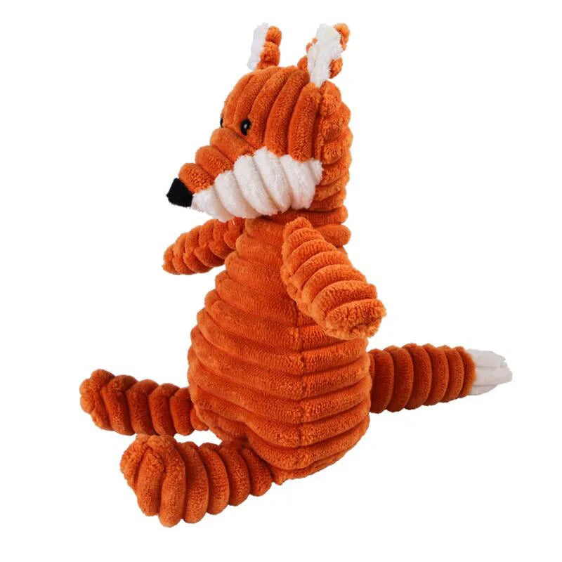 Dog's Durable Corduroy Plush Toy | Squeaky Fun Animal Chew Toy 3