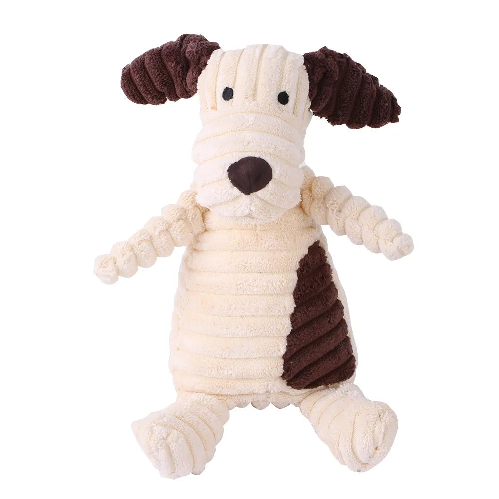 Dog's Durable Corduroy Plush Toy | Squeaky Fun Animal Chew Toy 7