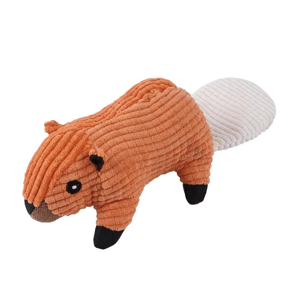 Dog's Durable Corduroy Plush Toy | Squeaky Fun Animal Chew Toy 8