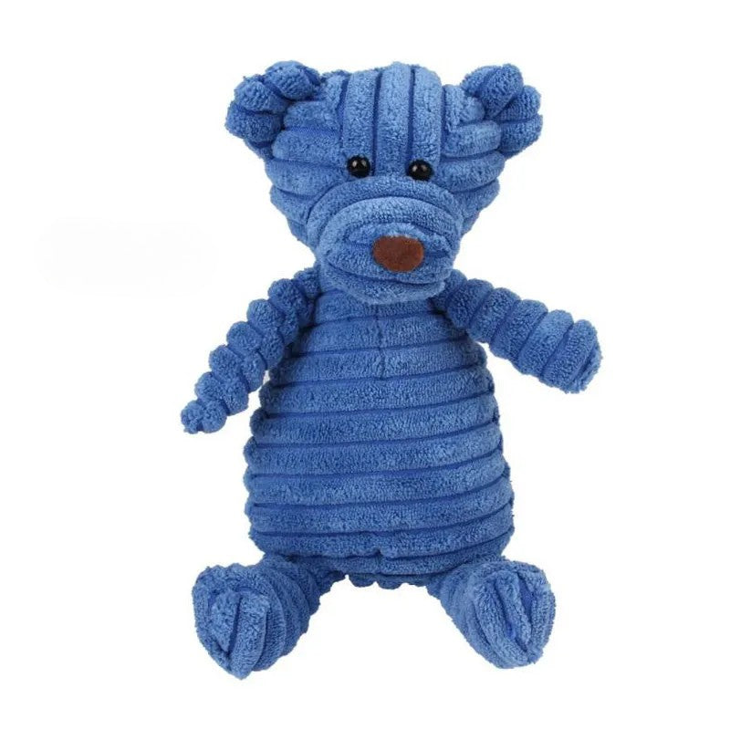 Dog's Durable Corduroy Plush Toy | Squeaky Fun Animal Chew Toy 9