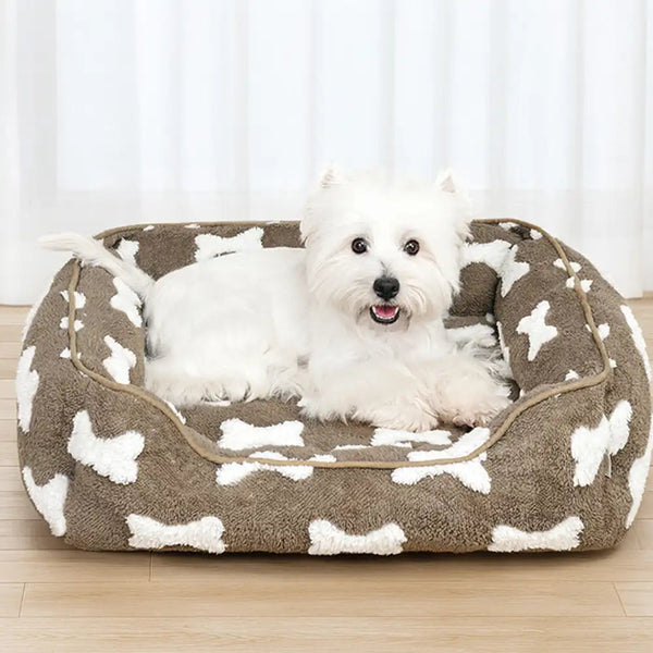 Dog's Plush Polyester Dog Bed | Cozy Deep Sleep Square Bed 0