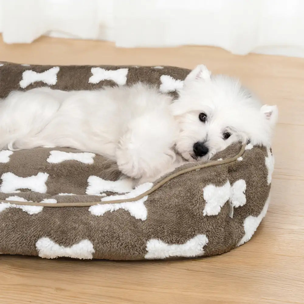 Dog's Plush Polyester Dog Bed | Cozy Deep Sleep Square Bed 1