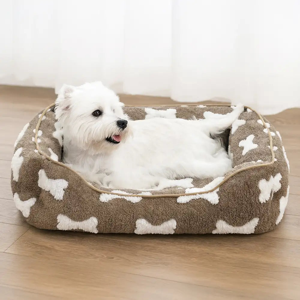 Dog's Plush Polyester Dog Bed | Cozy Deep Sleep Square Bed 3