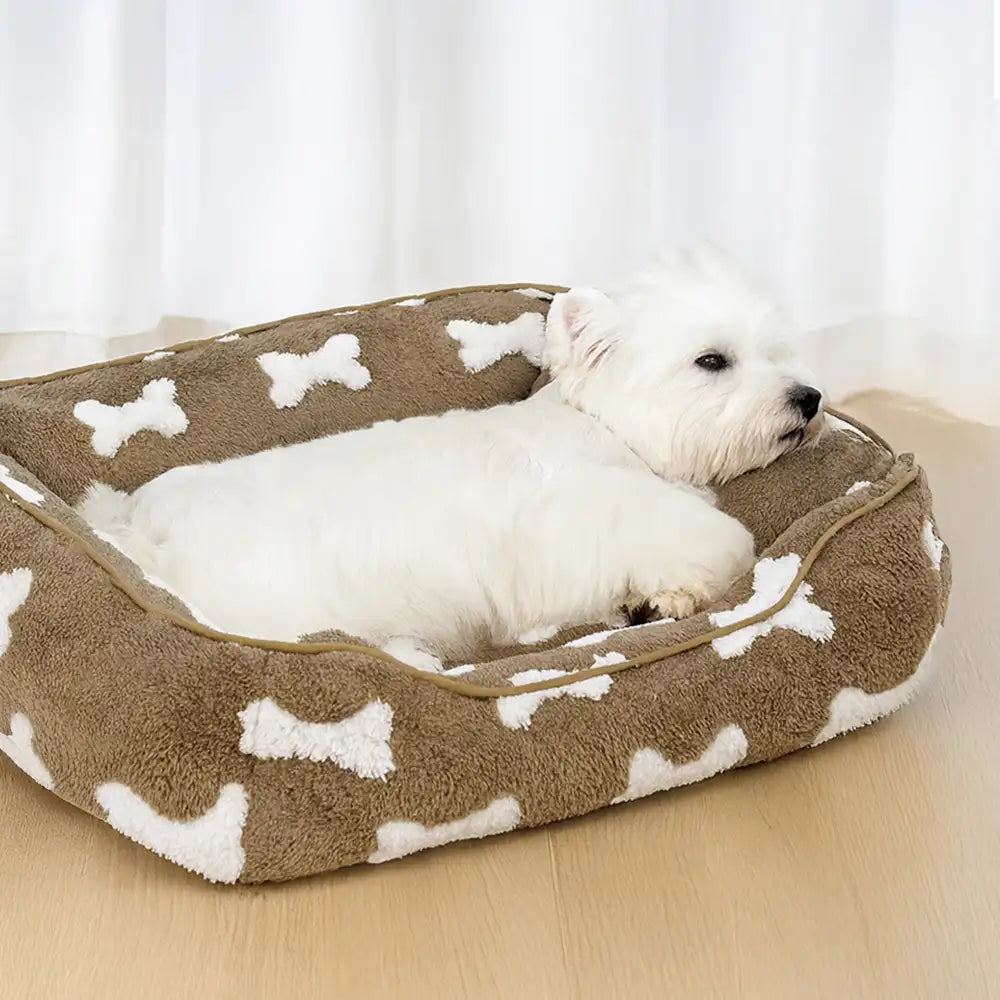 Dog's Plush Polyester Dog Bed | Cozy Deep Sleep Square Bed 6
