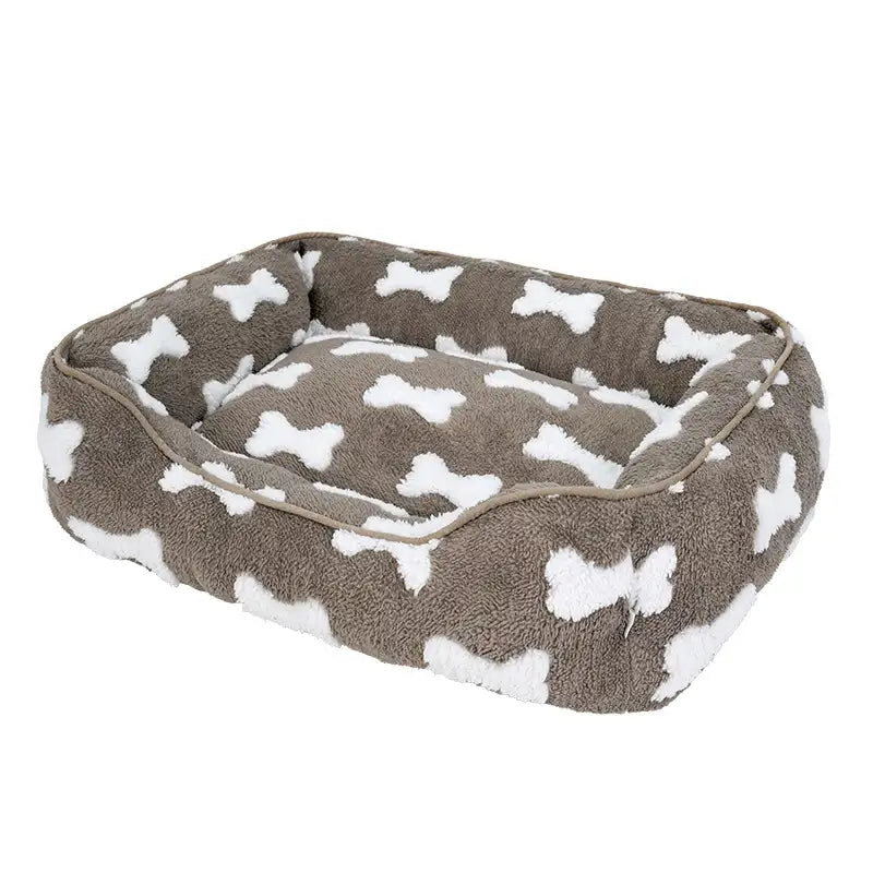 Dog's Plush Polyester Dog Bed | Cozy Deep Sleep Square Bed 7