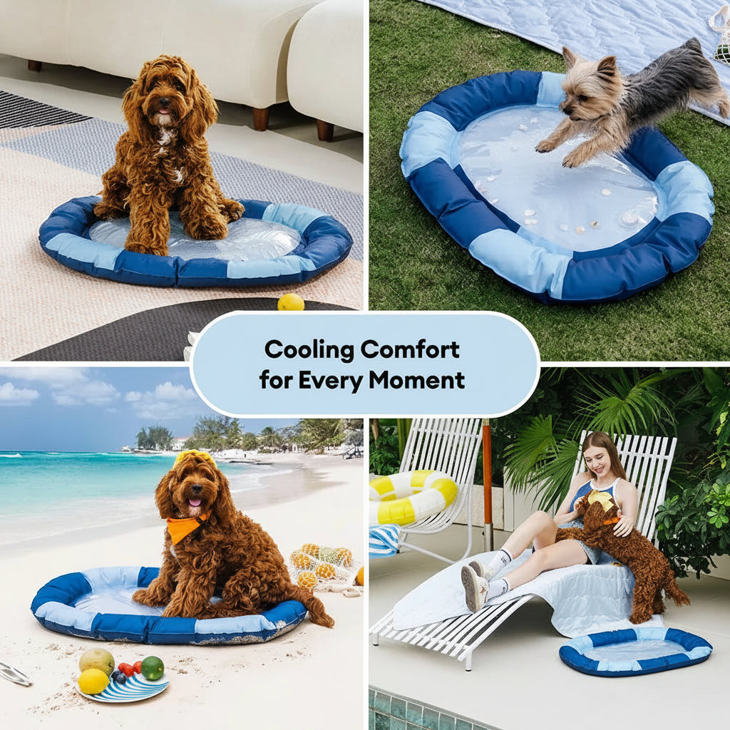Dog's Water-Filled Cooling Mat | Soft PVC Summer Relief Bed 4