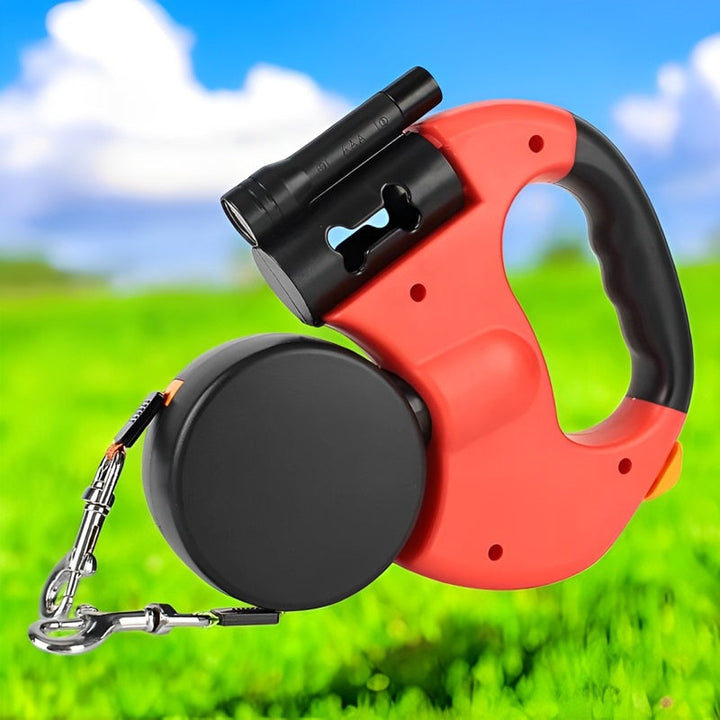 Dual Retractable Dog Leash | 10FT with Built-In Flashlight and Waste Bag Holder | Tangle-Free Design 0