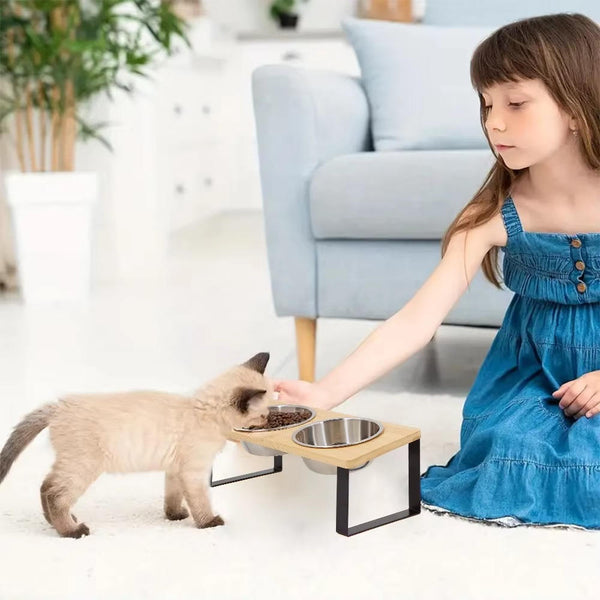 Elevated Cat Bowl | Stainless Steel Feeding Station | Modern Minimalist Design 0