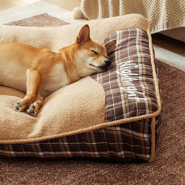 Extra Large Teddy Fleece Dog Bed | Washable Fluffy Rectangle Pet Bed 1