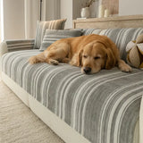 Natural Stripe Chenille Thickend Sofa Protection Washable Non-Slip Durable Couch Cover
