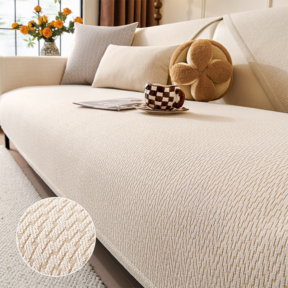 Chenille Minimalist Anti-Slip Fabric with Cat Scratch-Resistant Design Comfy Couch Cover