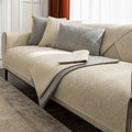 Minimalist Solid Color Breathable Faux Linen Plush Couch Cover