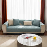Minimalist Solid Color Breathable Faux Linen Plush Couch Cover