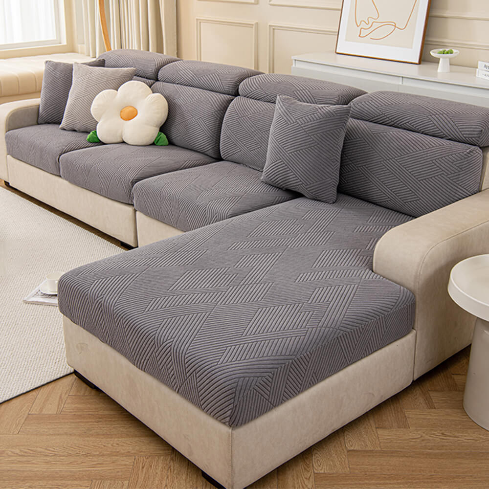Modern Geometric Stretch Full-Wrap Magic Sectional Durable Couch Cover