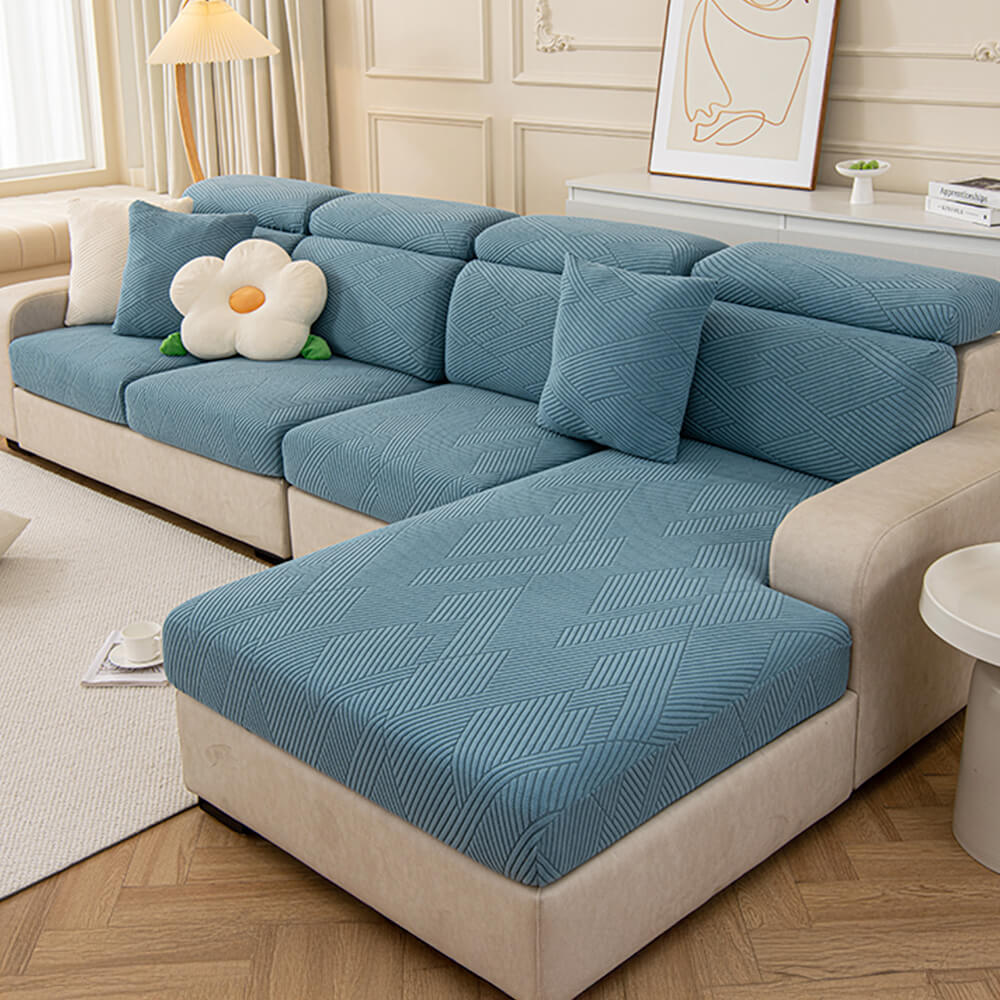 Modern Geometric Stretch Full-Wrap Magic Sectional Durable Couch Cover